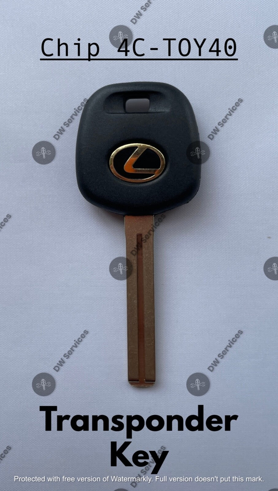 NEW! OEM Lexus Transponder Chip 4C Ignition Key Replacement TOY40 LONG Blade