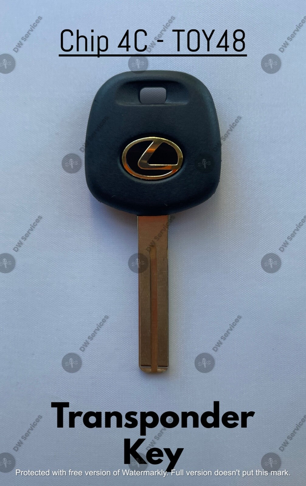 NEW! OEM Lexus Transponder Chip 4C Ignition Key Replacement TOY48 Short Blade