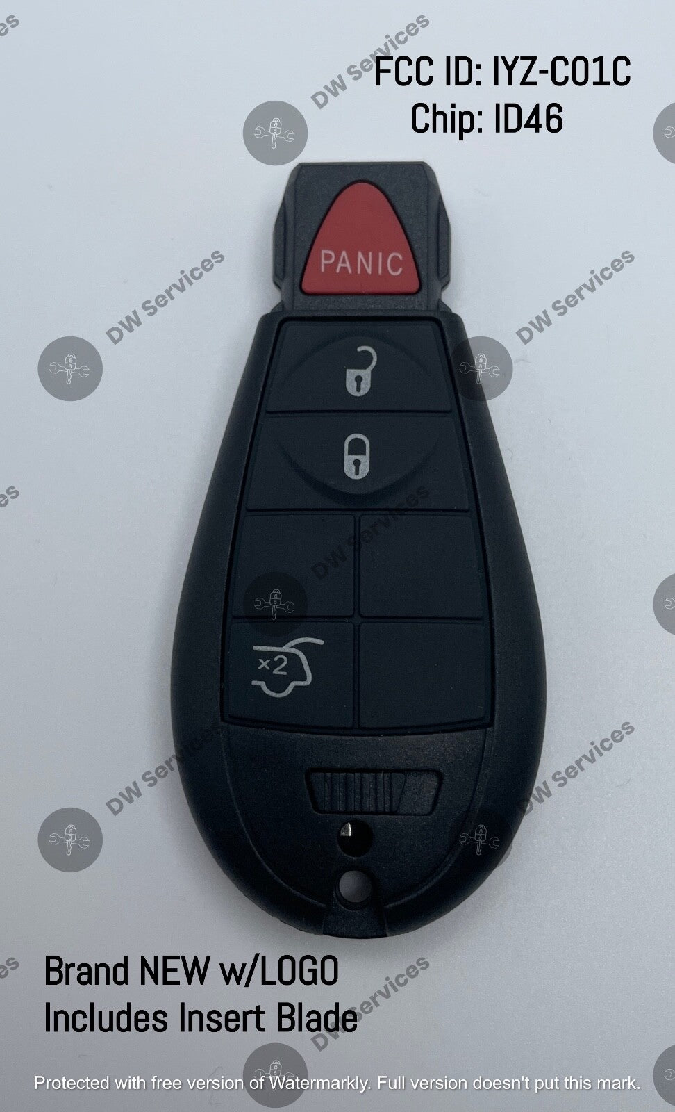 NEW! Dodge 4-button key remote fob FOBIK IYZ-C01C/ M3N5WY783X Grand Caravan Dura