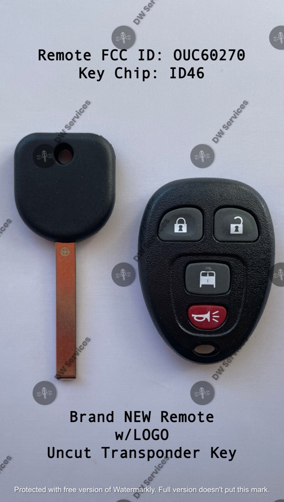 NEW! Chevrolet keyless entry remote FOB OUC60270 & Transponder KEY 46 Circle + 7