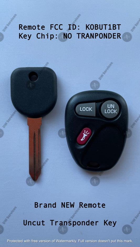 NEW! GM keyless entry remote FOB KOBUT1BT & NON Transponder KEY GMC Chevy Cadi