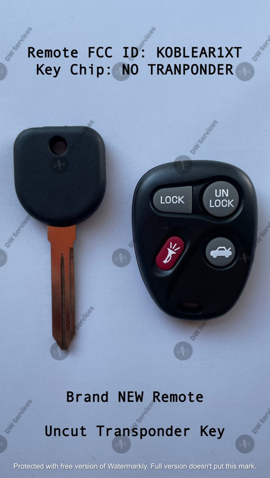 NEW! GM keyless entry remote FOB KOBLEAR1XT & NON Transponder KEY GMC Chevy OLDS