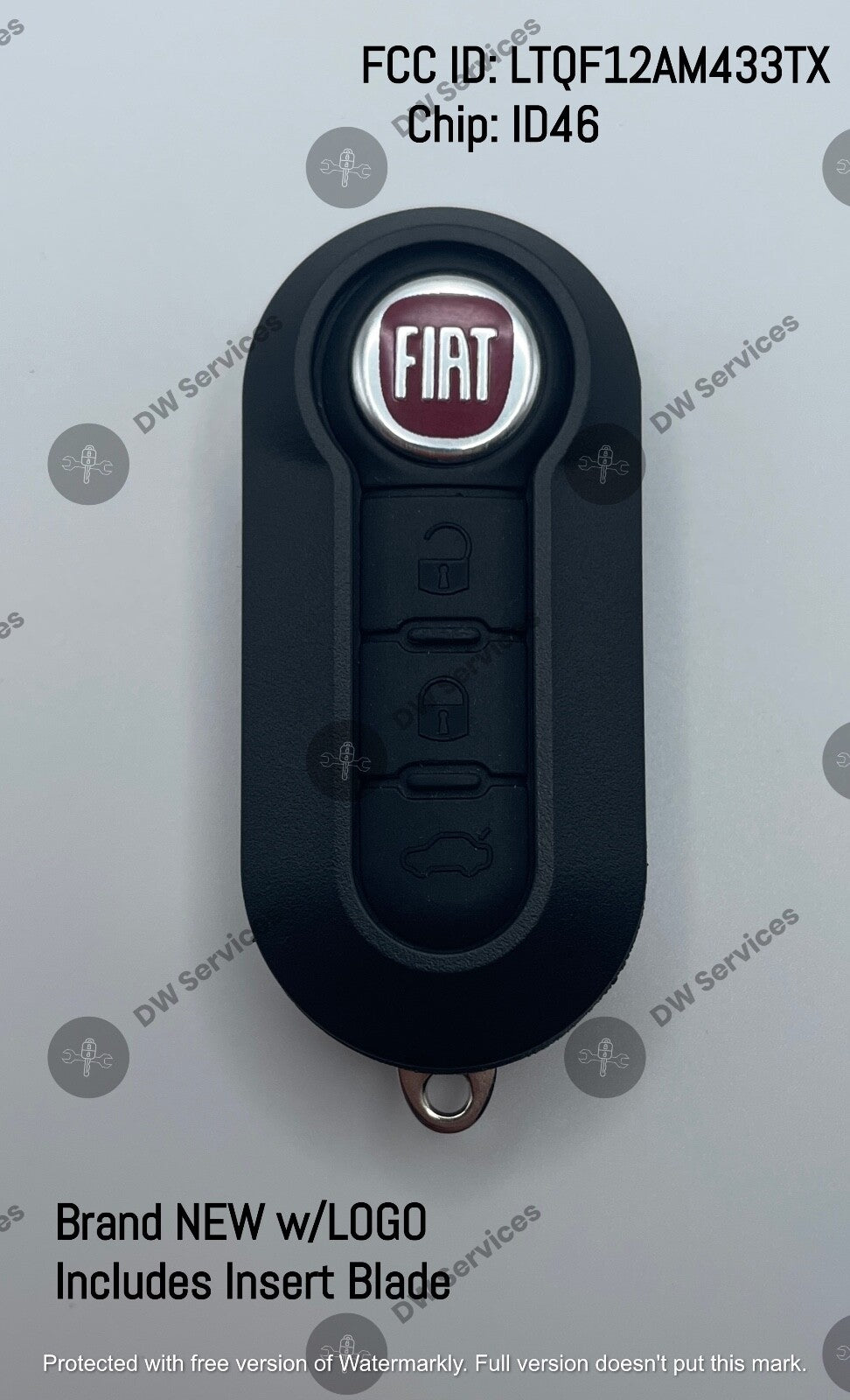NEW! FIAT 500 3-button remote flip key fob LTQF12AM433TX Delphi BCM  CITY RAM