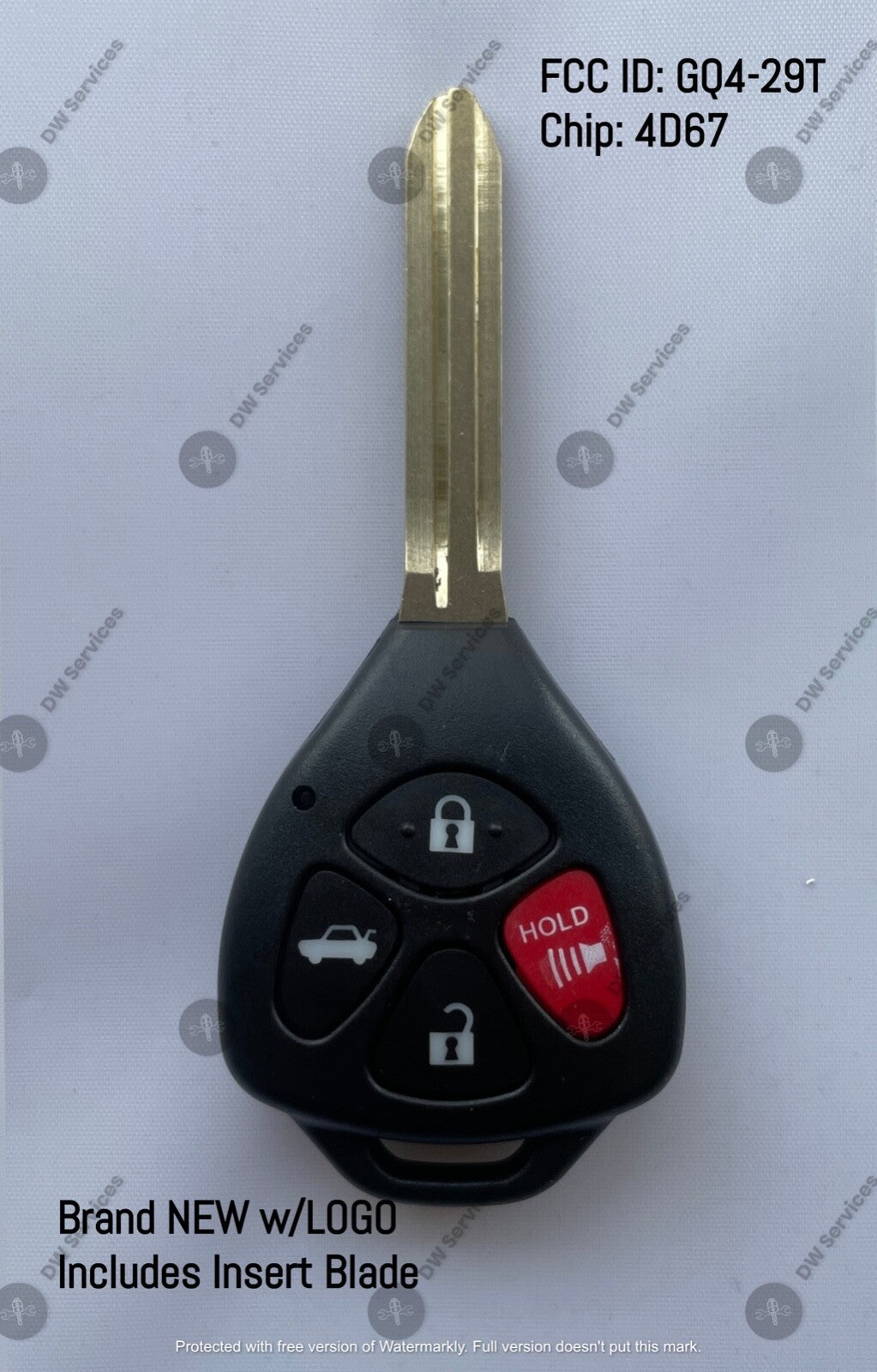 NEW! Toyota 4 button remote head key fob GQ4-29T 4D67 CHIP Avalon Corolla