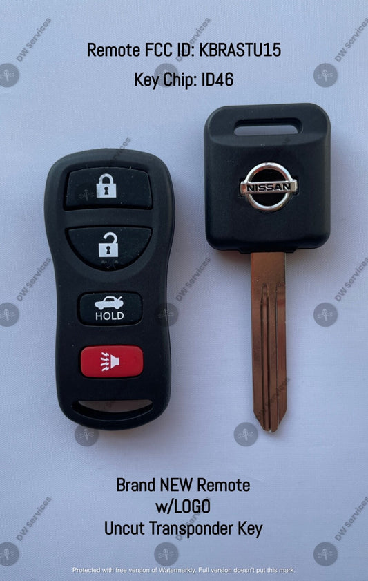 NEW! Nissan keyless entry remote FOB KBRASTU15  & Transponder Chip KEY ID46 4btn