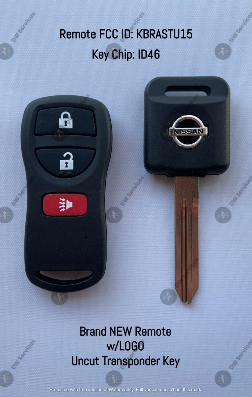 NEW! Nissan keyless entry remote FOB KBRASTU15  & Transponder Chip KEY ID46 3btn