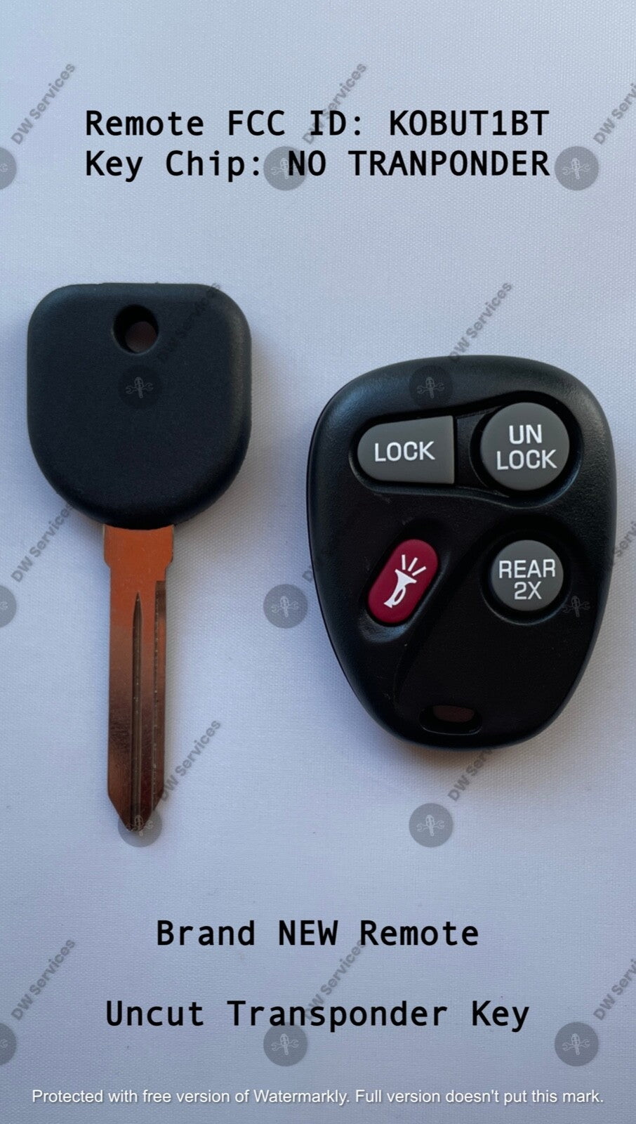 NEW! GM keyless entry remote FOB KOBUT1BT & NON Transponder KEY GMC Chevy Oldsmo