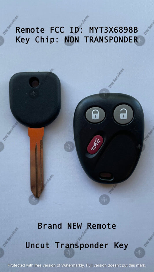 NEW! GM keyless entry remote FOB MYT3X6898B &NON Transponder KEY Chevy GMC Isuzu