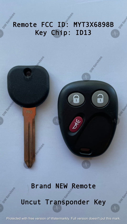 NEW! GM keyless entry remote FOB MYT3X6898B &NON Transponder KEY BUICK Rainier