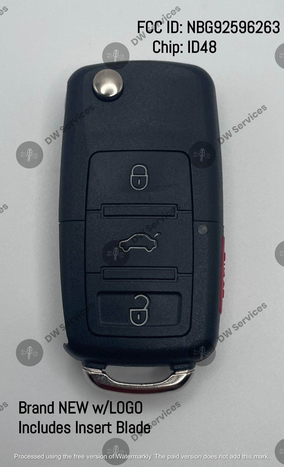 NEW! Volkswagen flip key remote fob 1K0959753H 48 CAN NBG92596263 Jetta Golf EOS