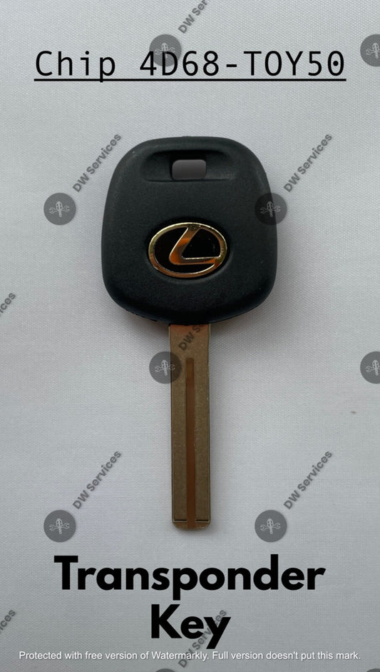 NEW! OEM Lexus Transponder Chip 4D 68 Ignition Key Replacement TOY50 Short Blade