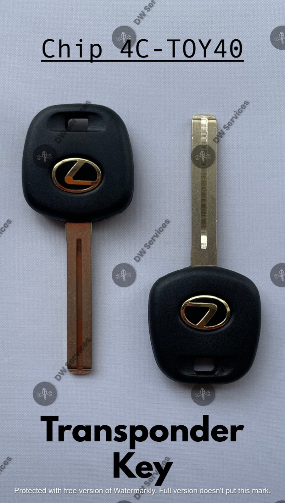 2x NEW! OEM Lexus Transponder Chip 4C Ignition Key Replacement TOY40 LONG Blade