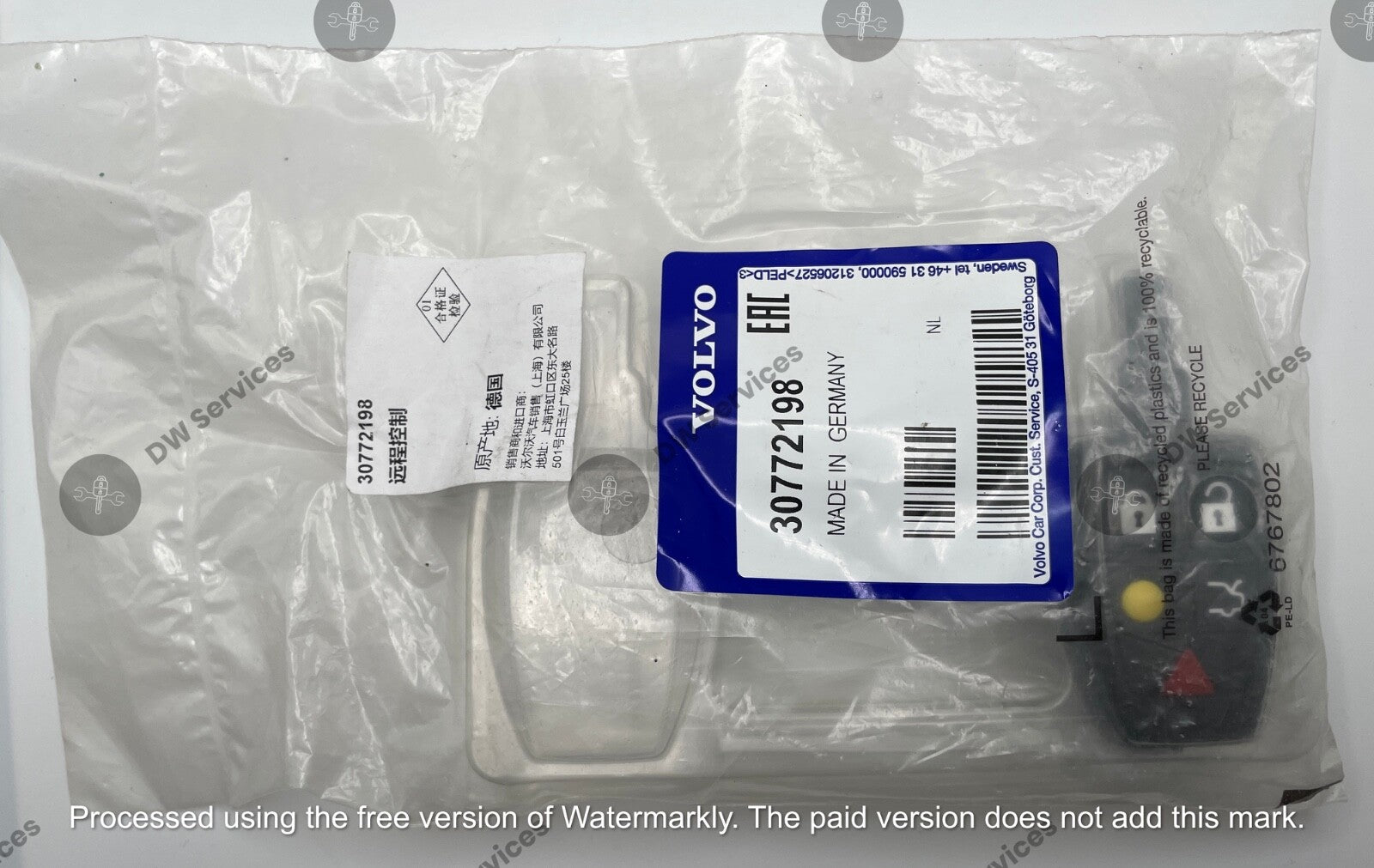 NEW! Genuine VOLVO keyless entry Key FOBIK LTQV0315TX C70 C30 S40 V50 30772198