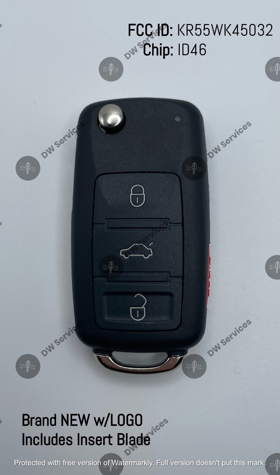 NEW! Volkswagen TOUAREG 2004-2010 4-button flip key remote fob KR55WK45022 ID46