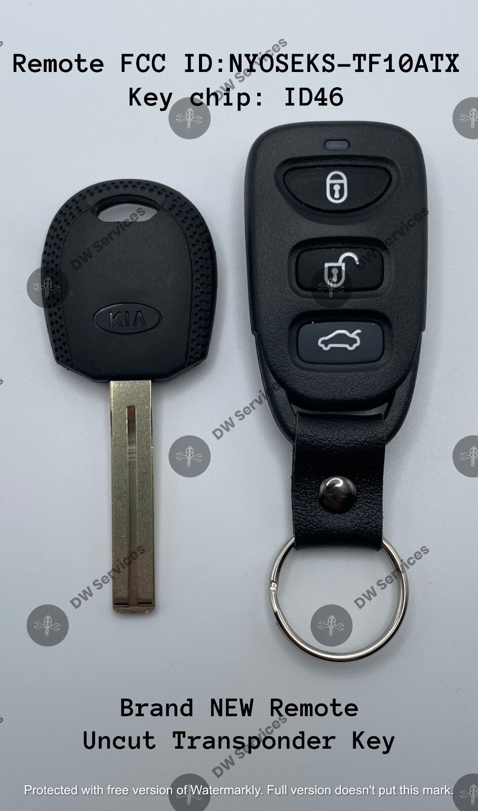 NEW! KIA Optima keyless remote FOB NYOSEKS-TF10ATX & transponder Chip key ID46