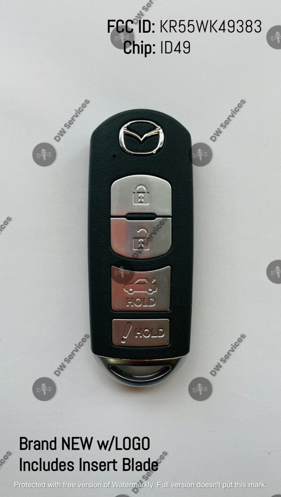 NEW! Mazda 6 06-13  4button PROXIMITY remote SMART key FOB KR55WK49383 GSYL675RY