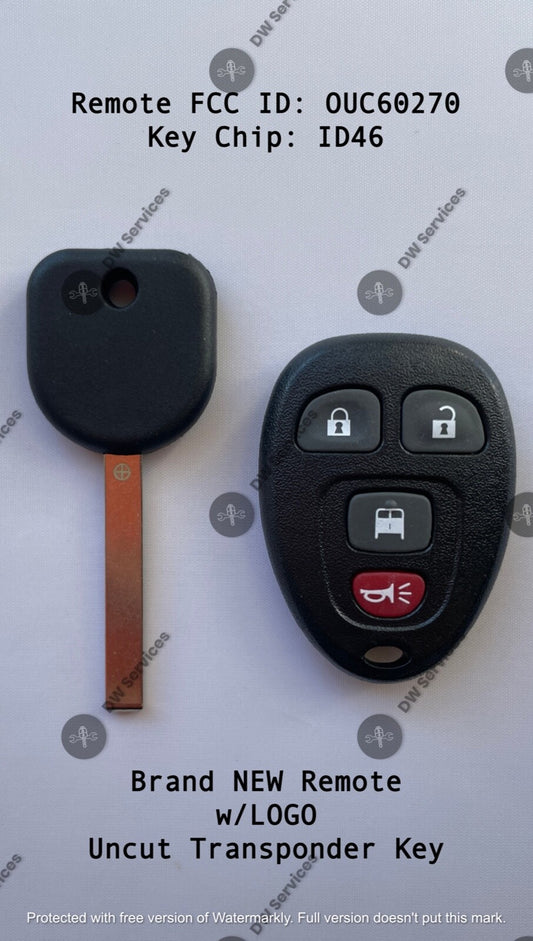 NEW! Chevrolet keyless entry remote FOB OUC60270 & Transponder KEY 46 Circle + 7