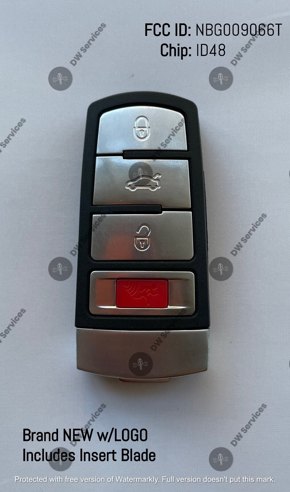 NEW! Volkswagen 4-Button Remote SLOT Key fob for Passat / CC