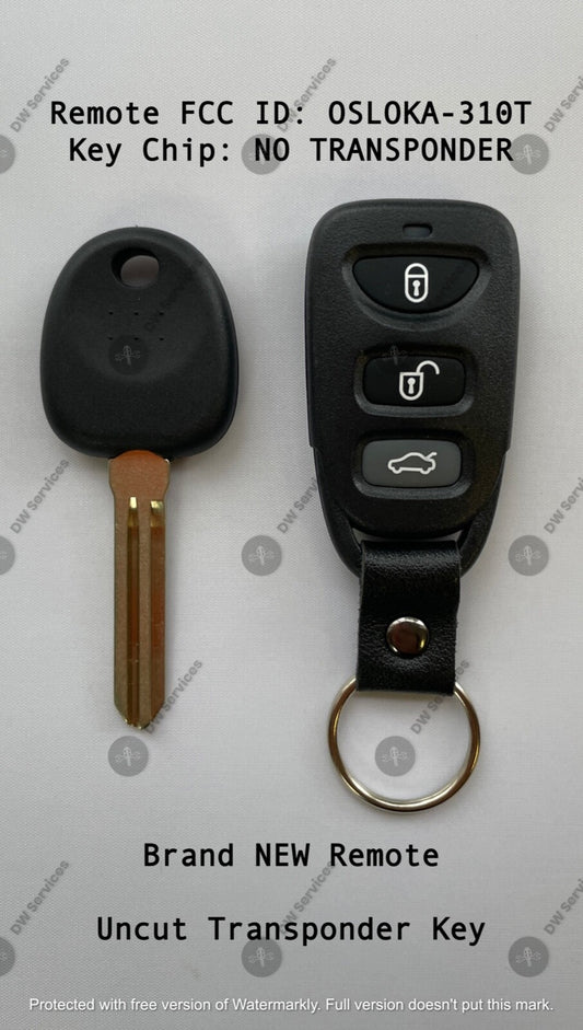 NEW! Hyundai keyless entry remote FOB OSLOKA-310T  & Non-Transponder KEY ELANTRA