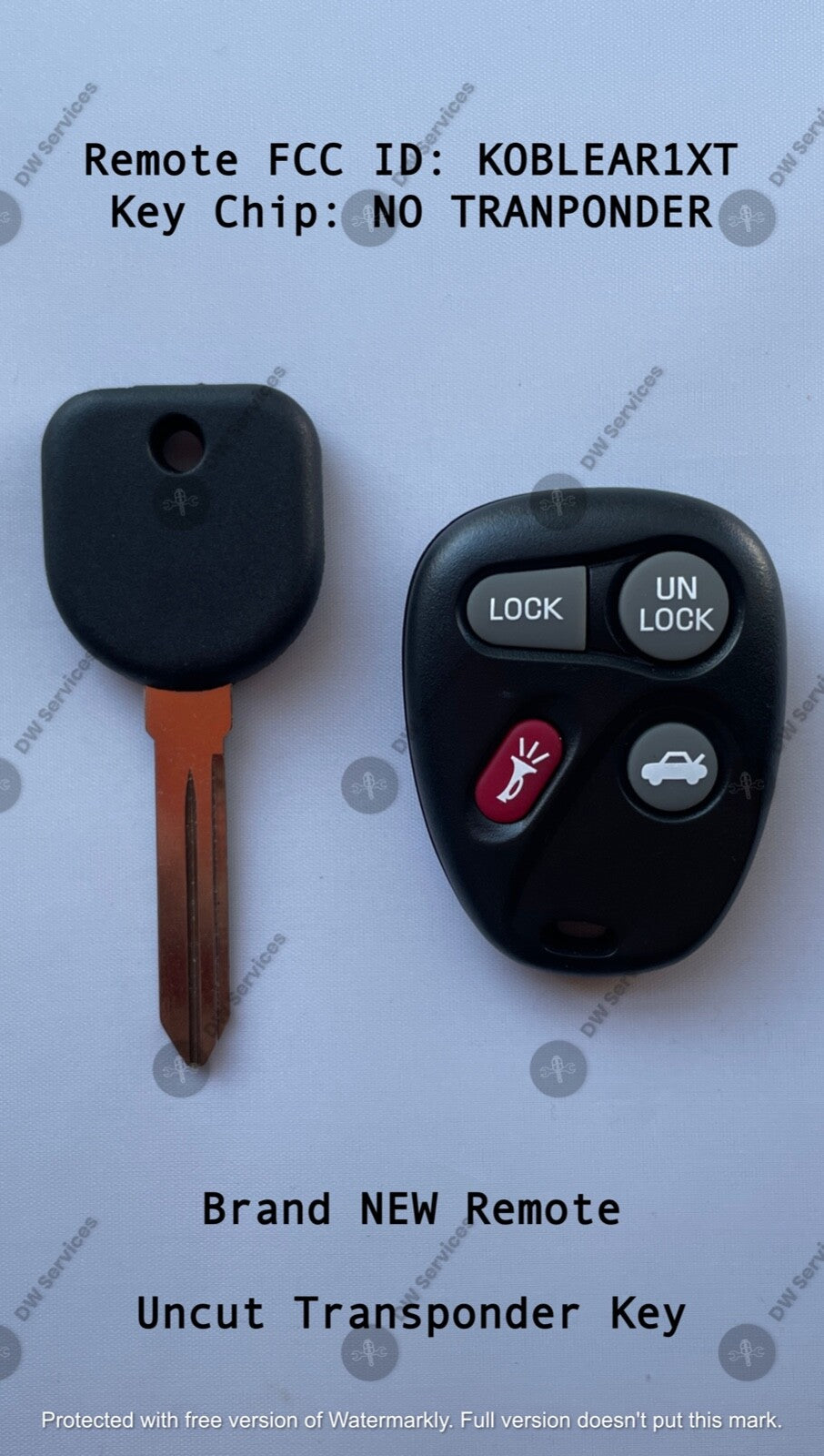 NEW! GM keyless entry remote FOB KOBLEAR1XT & NON Transponder KEY GMC Chevy OLDS
