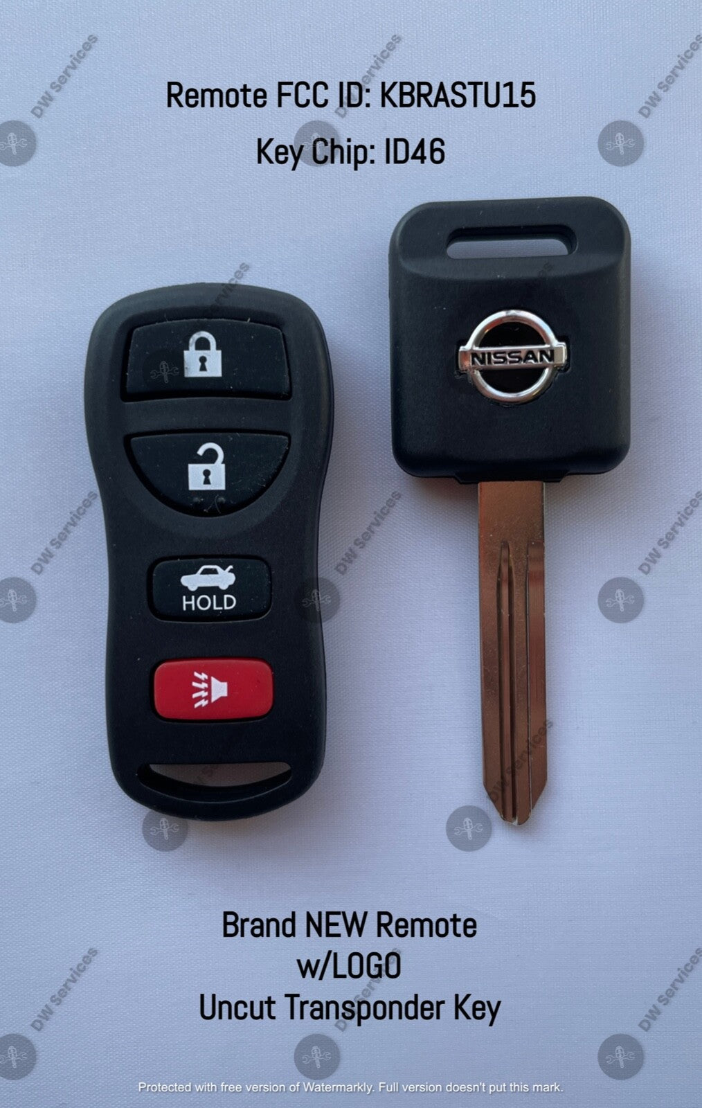 NEW! Nissan keyless entry remote FOB KBRASTU15  & Transponder Chip KEY ID46 4btn