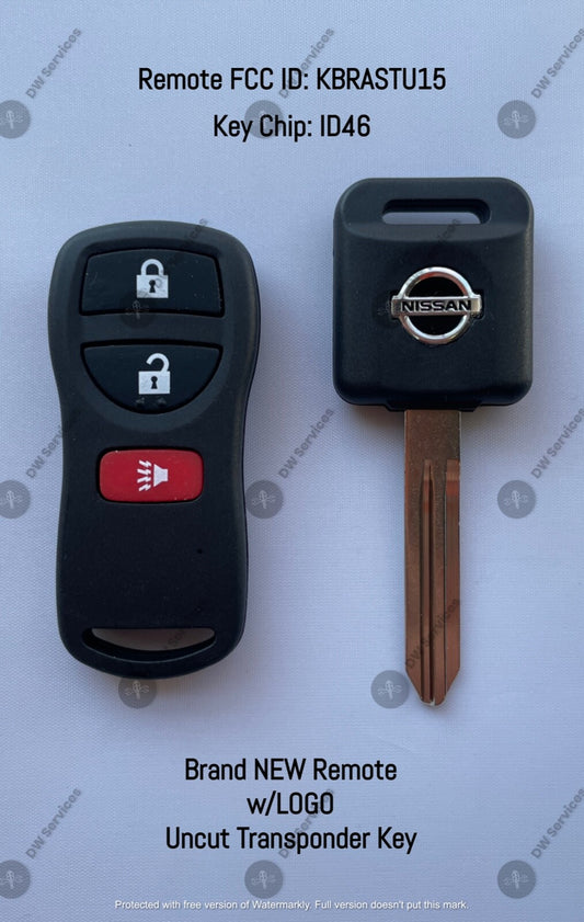 NEW! Nissan keyless entry remote FOB KBRASTU15  & Transponder Chip KEY ID46 3btn