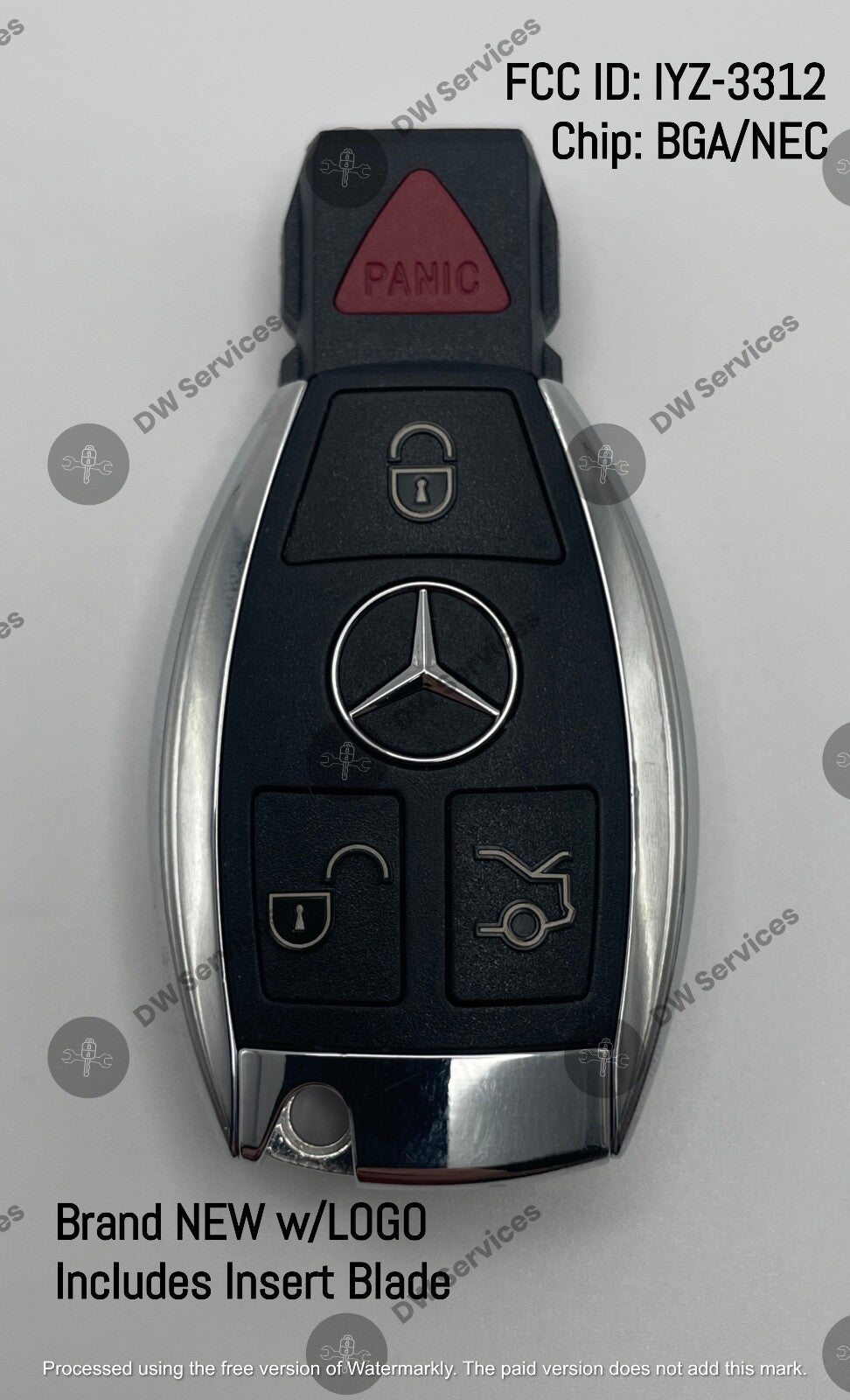 NEW! Mercedes 1997 - 2014 keyless entry remote key fob IYZ 3312 NEC / BGA / Moto
