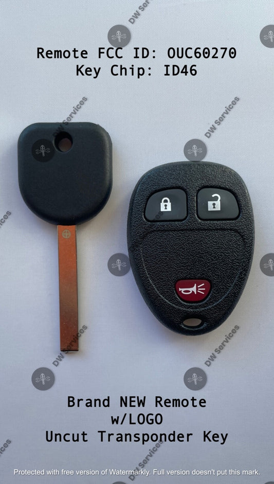 NEW! Chevrolet keyless entry remote FOB OUC60270 & Transponder KEY 46 Circle + 8