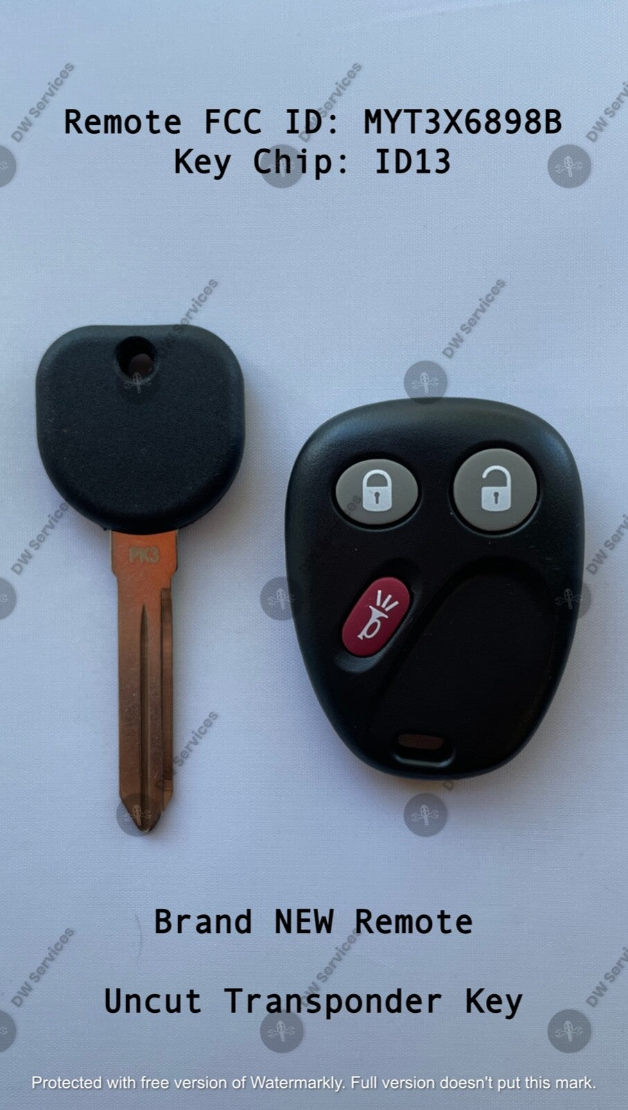 NEW! GM keyless entry remote FOB MYT3X6898B &NON Transponder KEY BUICK Rainier