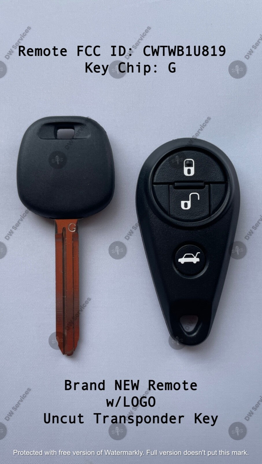 NEW! Subaru keyless entry remote FOB CWTWB1U819 &Transponder Chip G KEY Impreza
