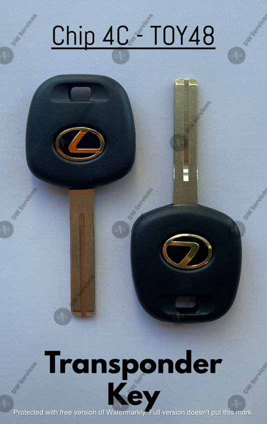 2x NEW! OEM Lexus Transponder Chip 4C Ignition Key Replacement TOY48 Short Blade