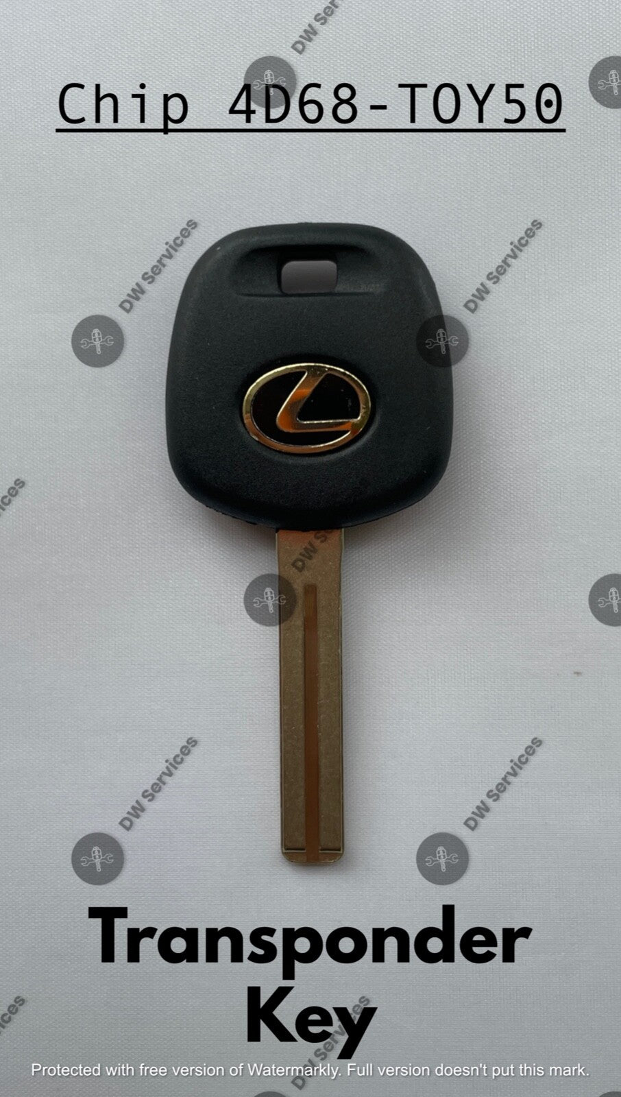 NEW! OEM Lexus Transponder Chip 4D 68 Ignition Key Replacement TOY50 Short Blade