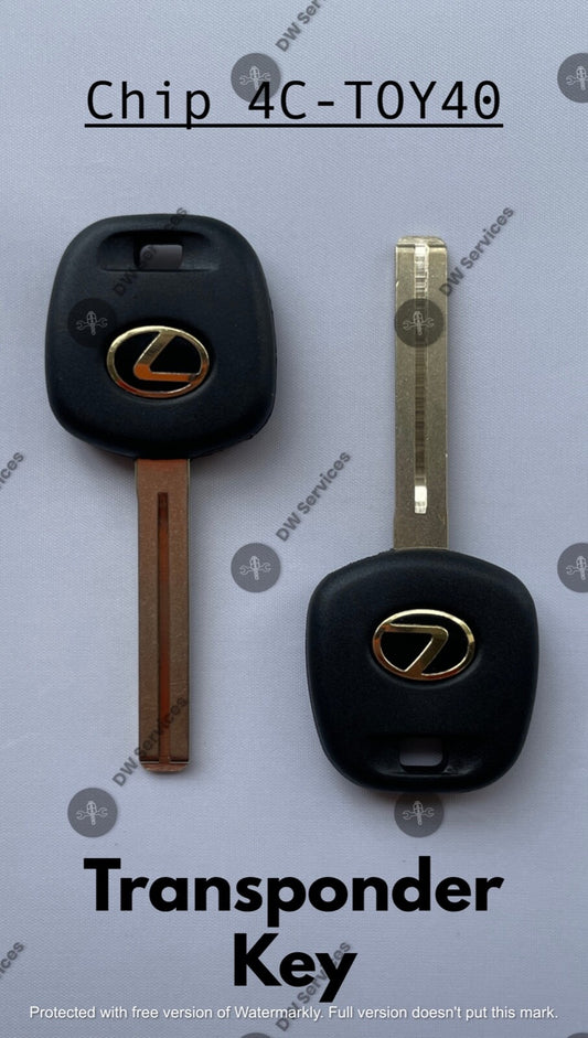 2x NEW! OEM Lexus Transponder Chip 4C Ignition Key Replacement TOY40 LONG Blade